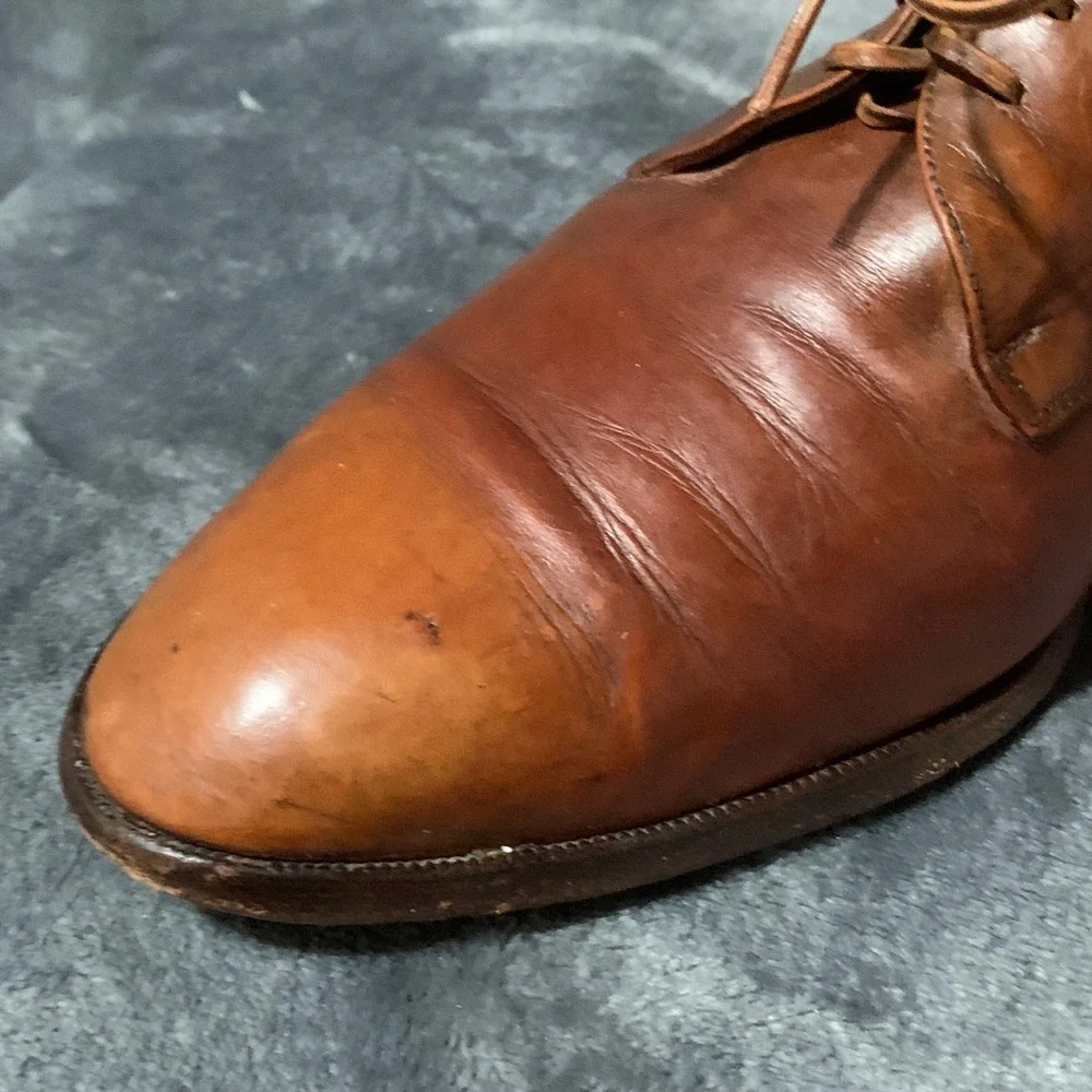 Bally Mens Brown Leather Derby Dress Shoes Made in Italy Lace Up Plain Toe 9.5